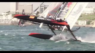 Spectacular AC45 double capsize during the America's Cup in Plymouth in 2011