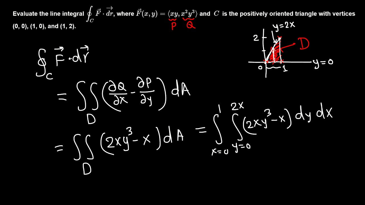 Calc III: Line integral using Green's theorem example 2/5 - YouTube