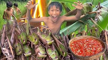 Decko streams, chapter: Primitive Foodie KH #030 Eating delicious fried grasshopper