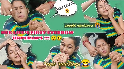 My Bestfriend Did her EYEBROWS & UPPERLIPS First Time!!!! 🤯🤯 || *Viral kro video*😂Painful or Not? 🤐