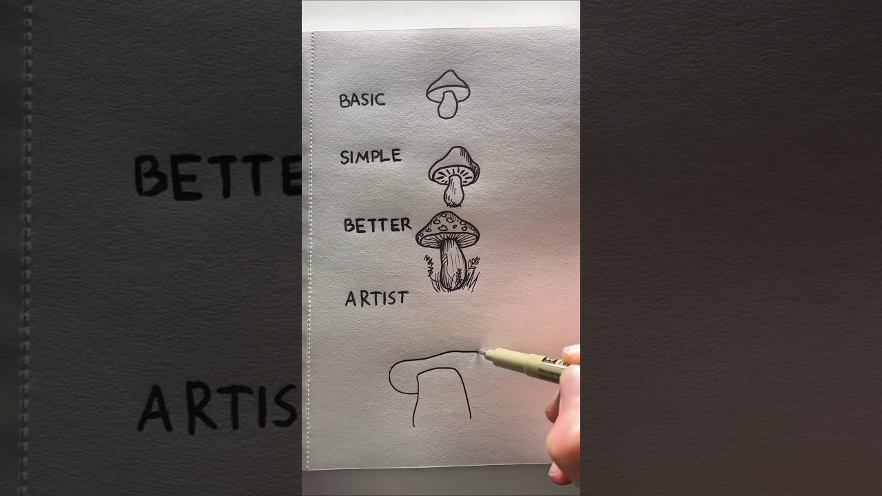 Mushroom drawing on different levels 