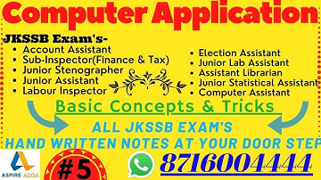 #5 Basic Knowledge of Computer ||# Computer Application || JKSSB Exam