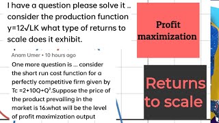 profit maximization and returns to scale