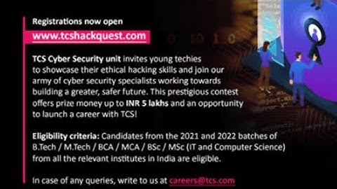 TCS HACKQUEST SEASON 8 REGISTRATION DETAILS