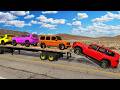Flatbed Truck Mcqueen | Transportation with Truck - Pothole vs Car #100 BeamNG.Drive – Unexpected