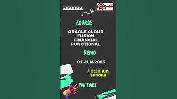 Tomorrow Free Online demo - Oracle Fusion Cloud Financials Functional #o3technologies