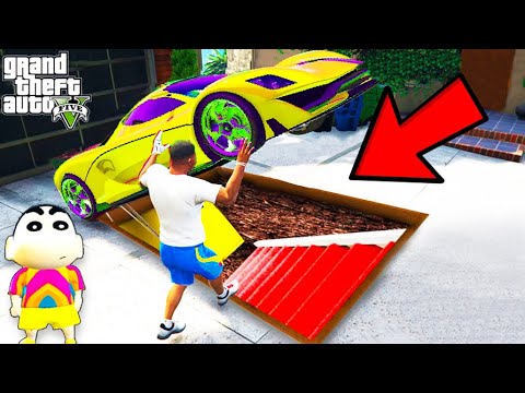 Franklin Found A SECRET LUXURY ROOM Under Franklin Car in GTA 5 | SHINCHAN and CHOP