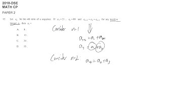 HKDSE Maths Paper 2 2018 - #12 Sequence Pattern