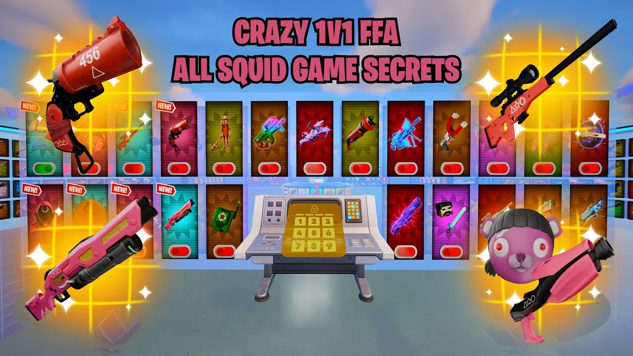 ALL NEW SQUID GAME SECRETS IN CRAZY 1V1 FFA BY HOZZY