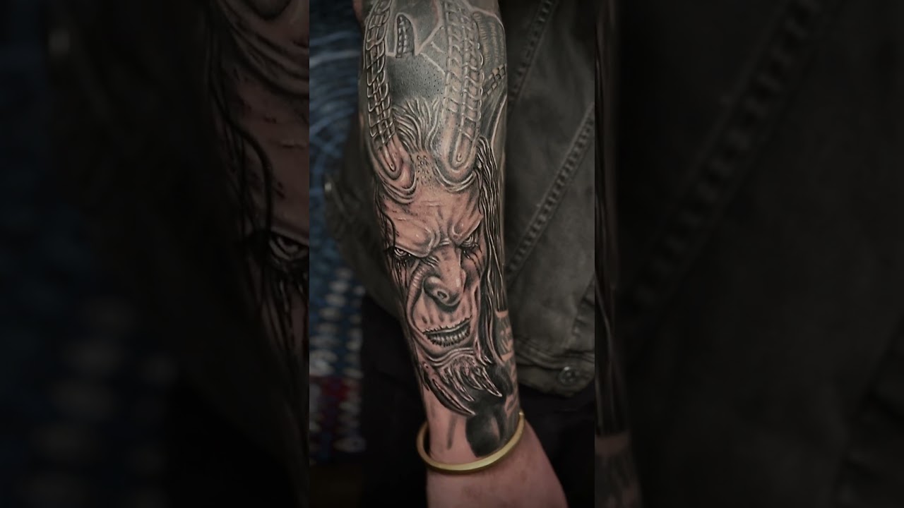 dark fantasy art tattoo sleeve