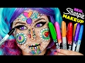 Full Face Using ONLY Sharpie Markers! | I Doodles On Face With Permanent Sharpies! *CAUTION*