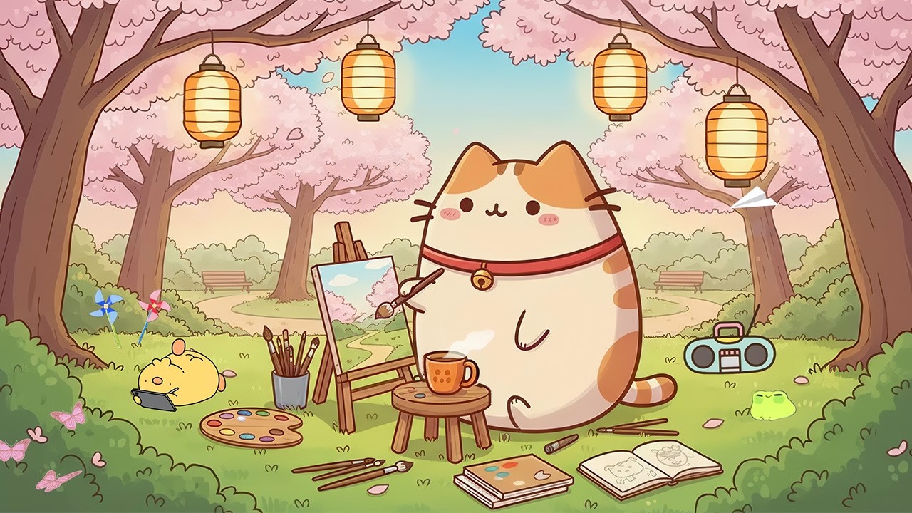 Chill Spring Painting with Mochi 🎨 Cozy Lofi Music Spring Morning ✨ Soft Lofi to Relaxing & Focus