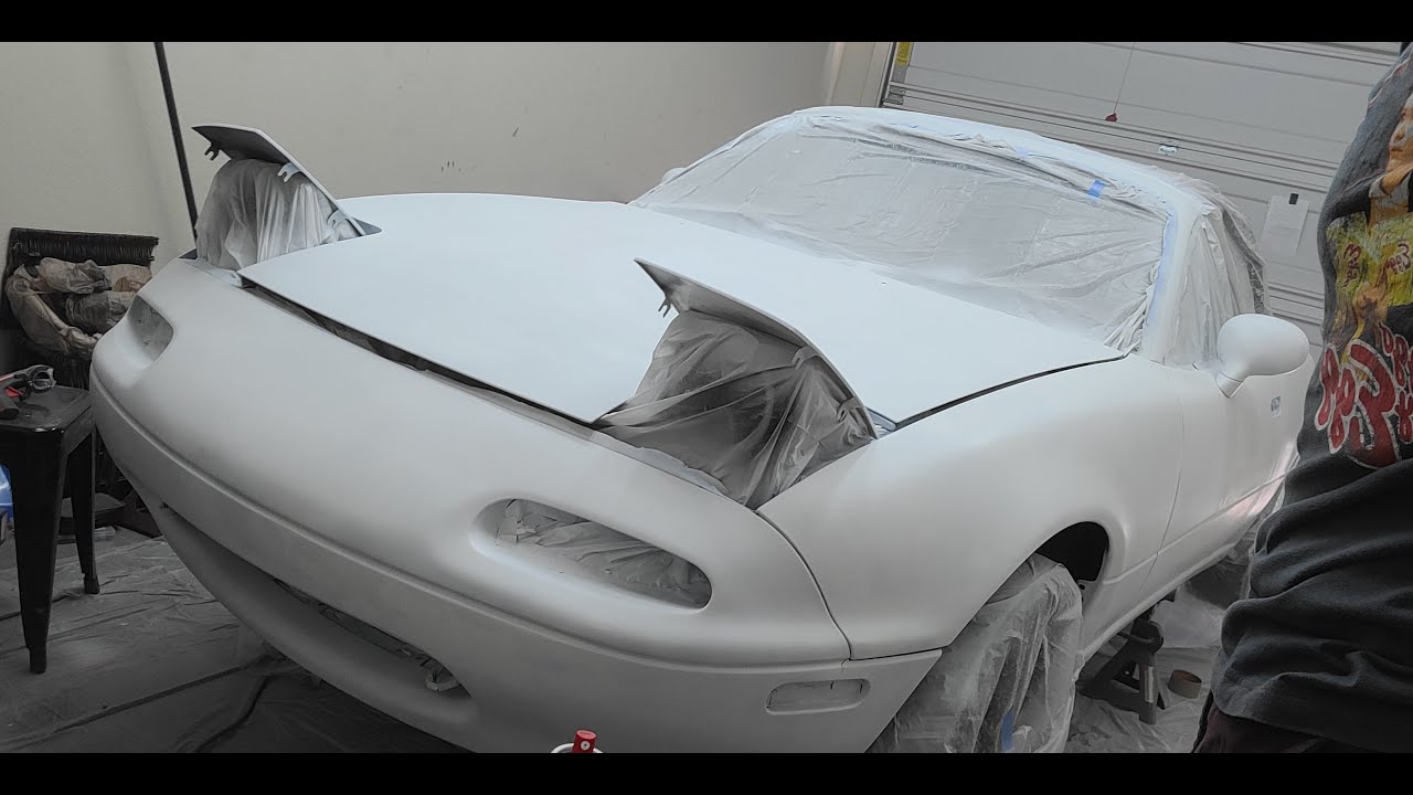 Spray Painting Miata Sunburst Yellow! YouTube