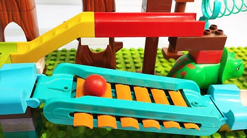 Satisfying Building Blocks ASMR Marble Run - Tree House Bridge and funny Animals