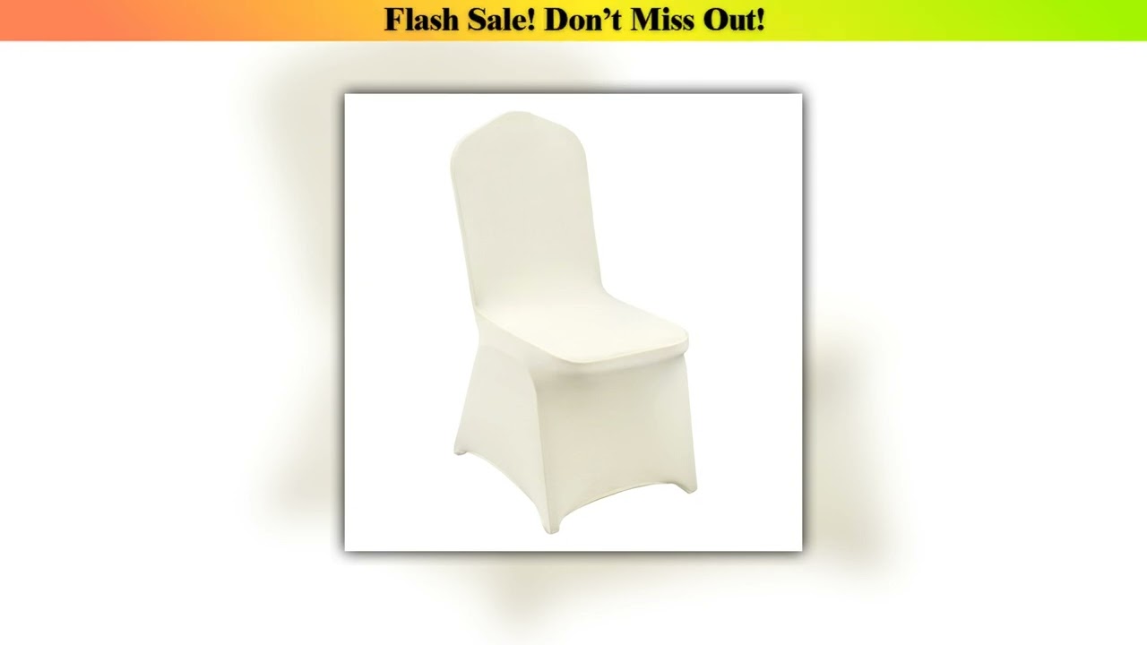 Best SucceBuy 30/50PCS Ivory Stretch Spandex Folding Chair Covers Universal Fitted Chair Cover Remo