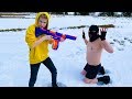 NERF vs SNOW. Заставил ВОРА есть снег и КУПАТьСЯ в нём.