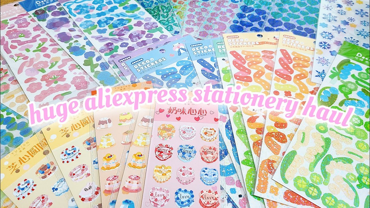 Huge Aliexpress stationery haul | Confetti stickers, Korean-inspired and more | Unboxing ASMR