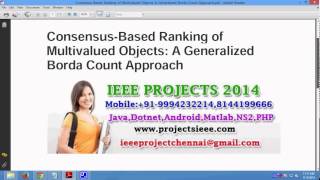 Consensus Based Ranking of Multivalued Objects A Generalized Borda Count Approach