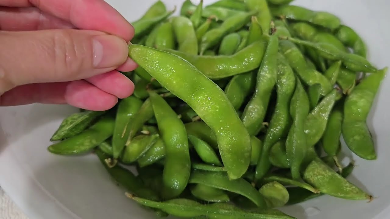 Japanese edamame, classic appetizer, nutritious healthy snack, green soybeans, plant-based protein