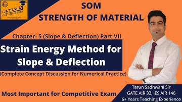 Strain Energy Method for Slope & Deflection |GATE-2022|SOM|CE|ME|ESE-2021|State PSC|SSC|AE|JE