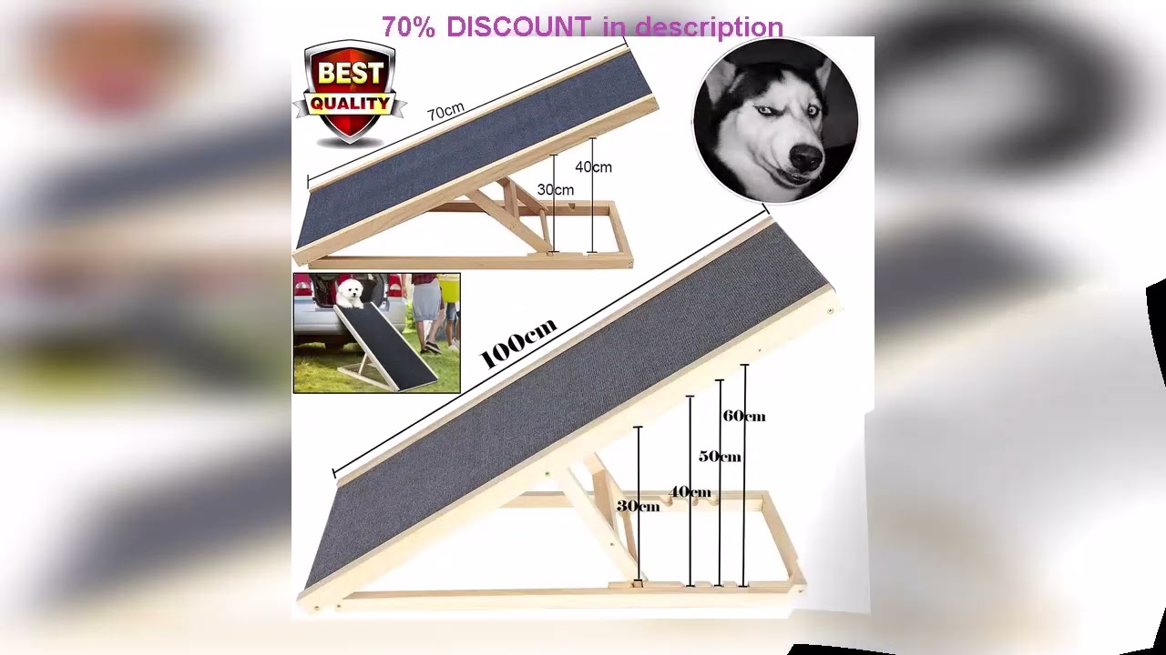 A must-have product! 70cm/100cm Solid Wooden Dog Ramp, Non-slip Safety Carpet Ladders, Pets Surfac