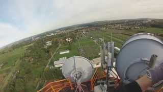 climbing a radio tower