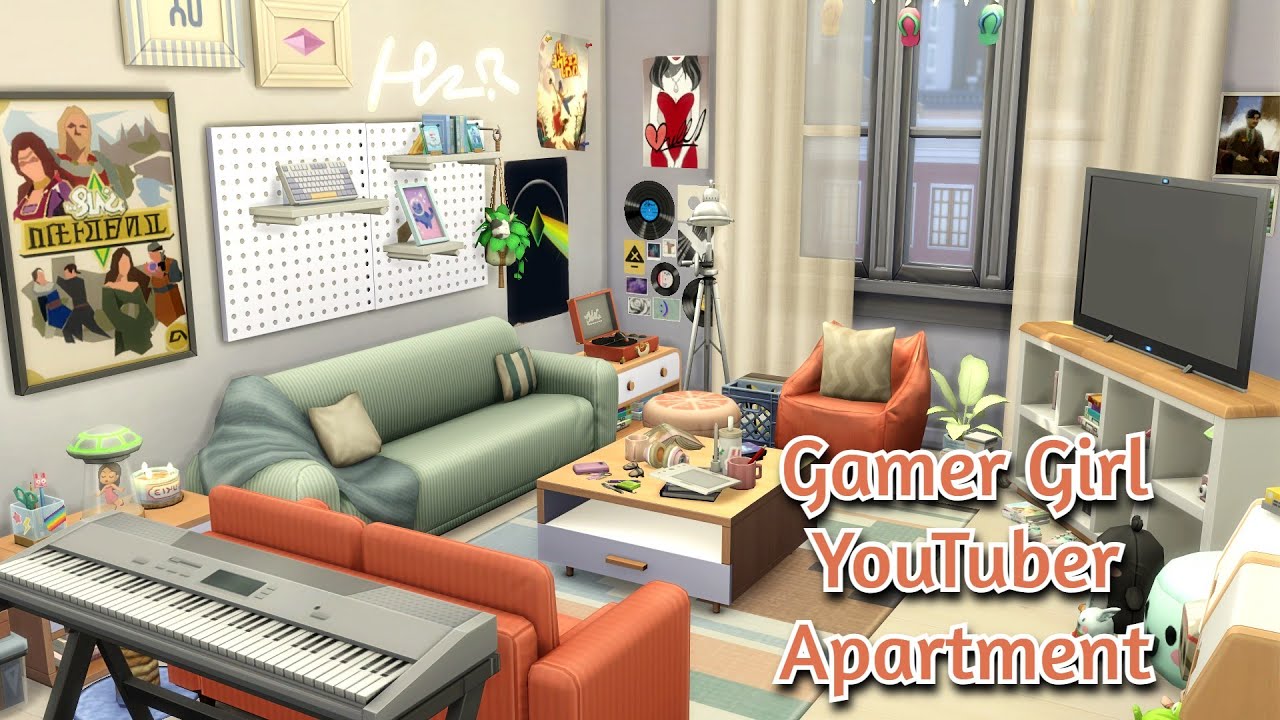 Gamer Girl YouTuber Apartment | The Sims 4 Speed Build (No CC)