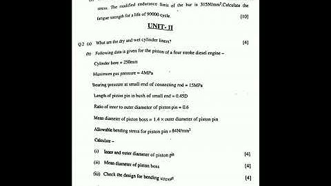Design of Machine Elements - ll , 6th sem - main/back paper (2020)