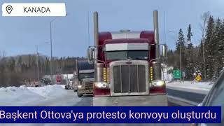 Kanadada Covid Kısıtlamalarını Protesto Eden Tır Sürücüleri Başkente Protesto Konvoyu Oluşturdu