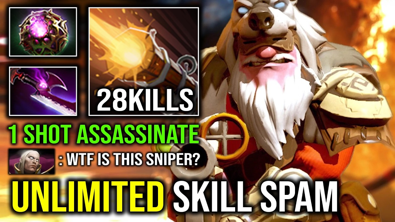 UNLIMITED SKILL SPAM 1 Shot Assassinate Invisible Solo Mid Sniper 100% Free Hit Knockback Dota 2