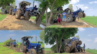 Farmtrac 60t20, Swaraj 960 and old farmtrac 60 pulling Troli in mud 🥵🥶🥶