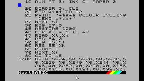 NextBASIC ColourCycle Demo