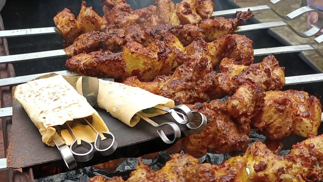 Chicken Rotti Fillet Grill Chicken with rotti, in nature cooking outdoor, - YouTube