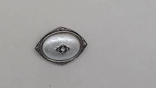 Vintage Avon Brooch Pin Pendant Faux Pearl Silver Tone Rhinestone Victorian