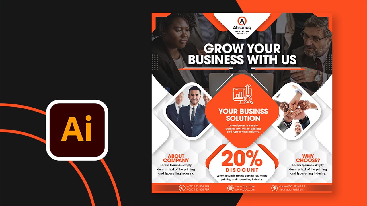 STUNNING Business Flyer Design in Illustrator | Poster Design Illustrator