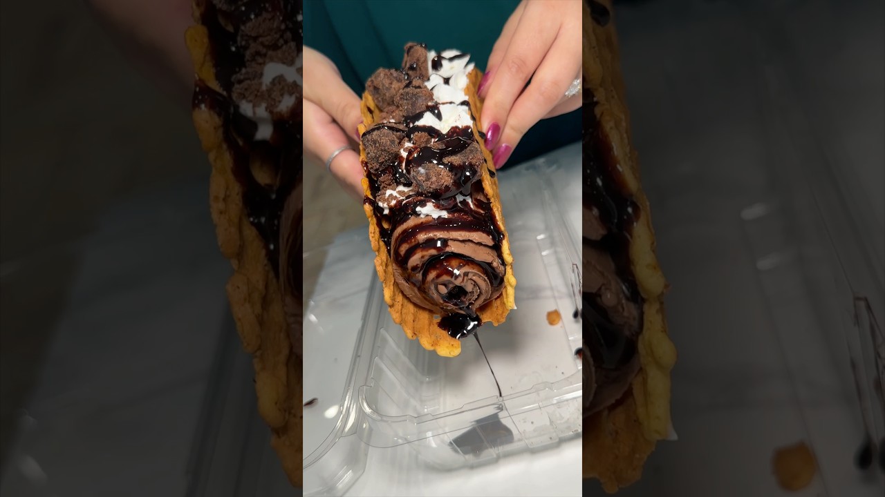 The CHOCOLATEY WASTED ROLLED ICE CREAM TACO from The Rainbow Rolls on Long Island, NY!  #DEVOURPOWER