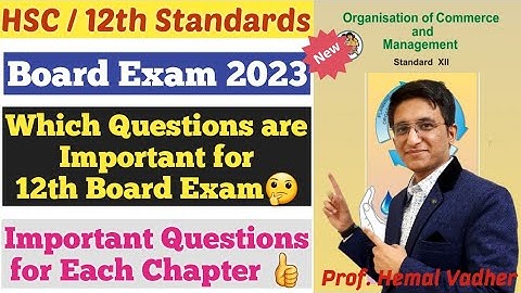OCM | Important Questions for 12th Board Exams 2023 | HSC | Class 12th | Hemal Sir |