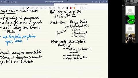 Zoom lecture, Probability & Statistics, 24 September 2020