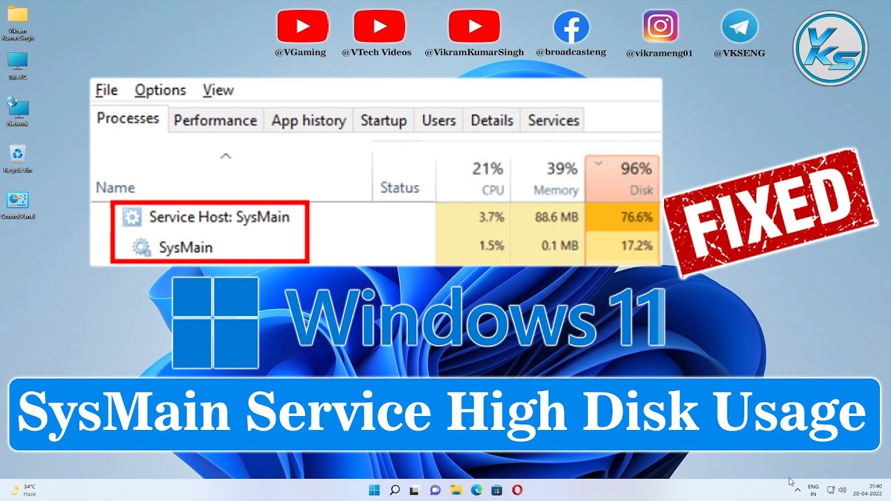 How to fix sysmain service high disk usage in windows 11 youtube