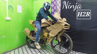 Homemade Cardboard Ninja H2R Converted from Bicycle 🤩#Part-1 by @RoundWheel 