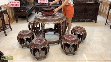 bộ trống cẩm lai,bình phong trắc,câu đối cẩn ốc,tranh tứ quý trắc,tủ huế,tượng,tranh đĩa,kỷ,đôn...