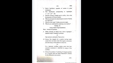 Classical mechanics paper MSc 1st sem