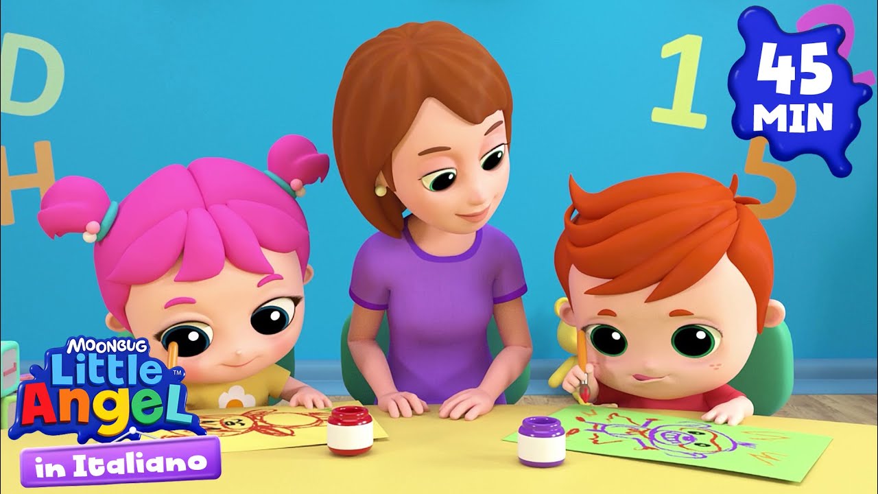 Disegnare con mio fratello | Little Angel | Moonbug Kids - Cartoni Animati
