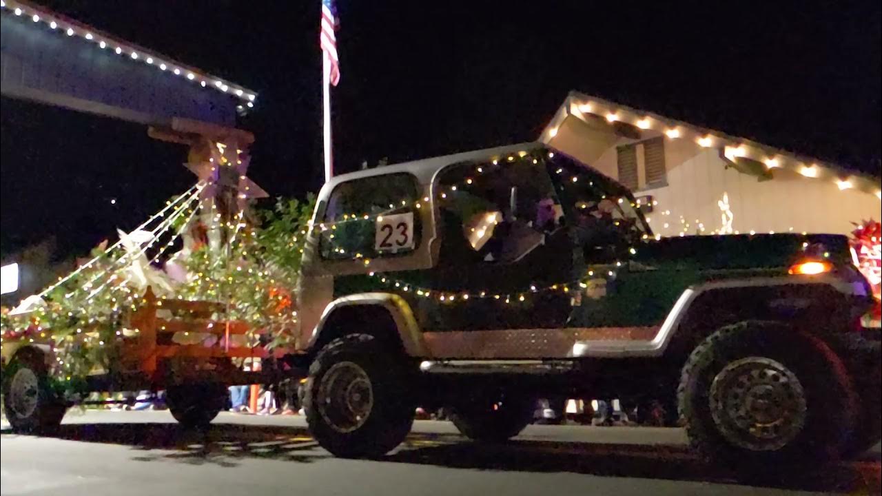 SMALL HOMETOWN CHRISTMAS PARADE IN TWAIN HARTE CALIFORNIA AND LIGHTS