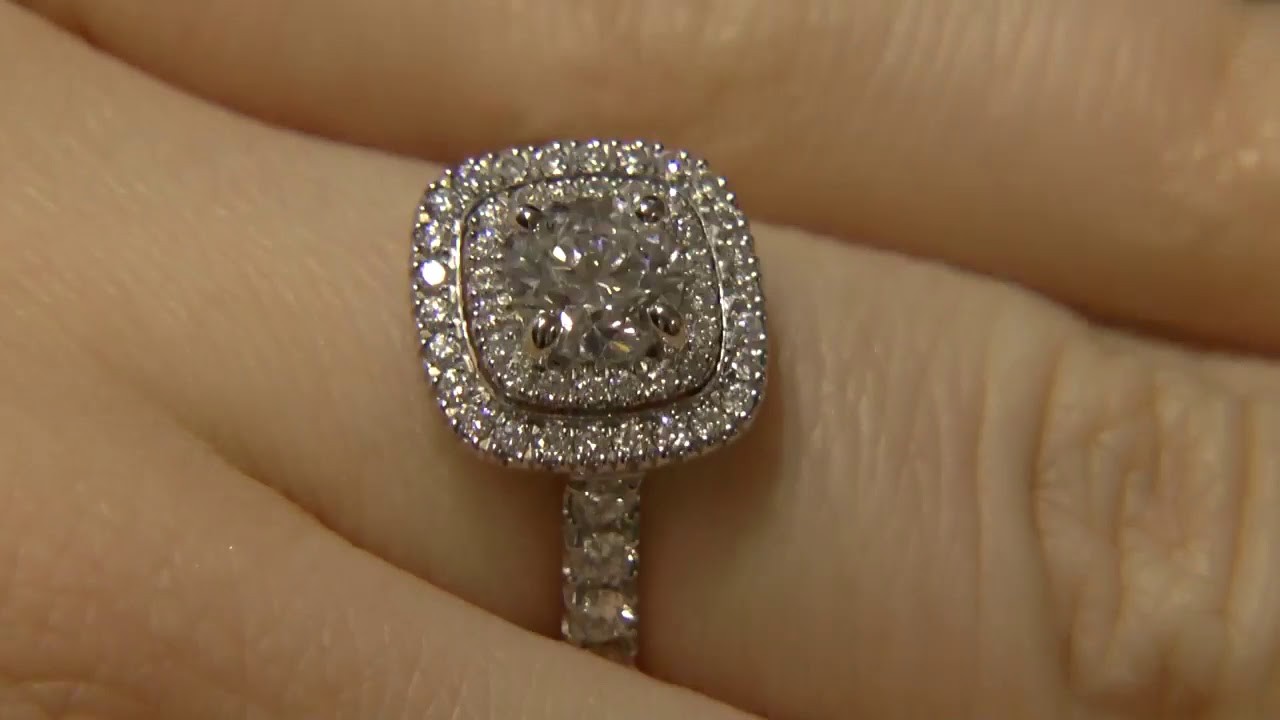 VR1010 Double Halo Diamond Engagement Ring