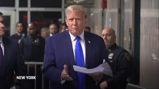 Trump speaks outside courtroom after 12 jurors are seated in hush money case