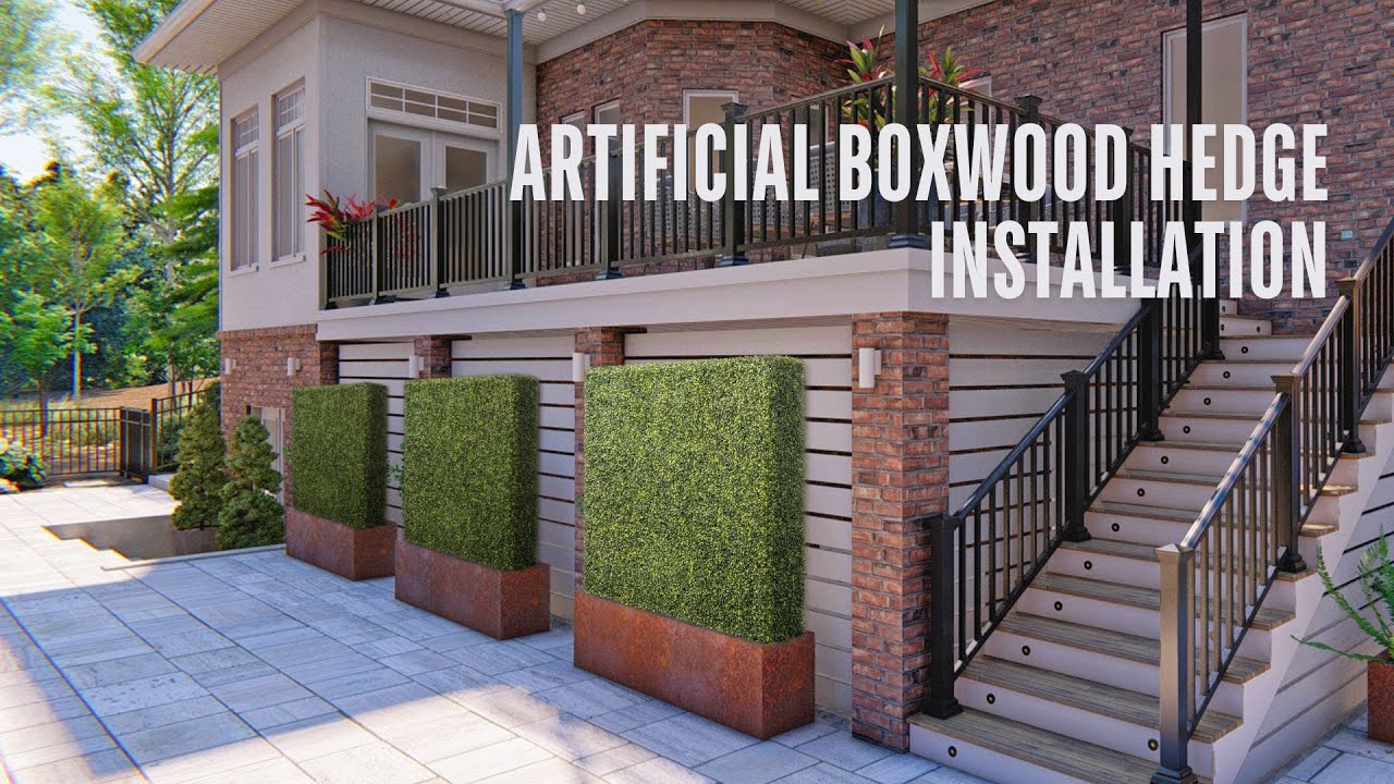 Artificial Boxwood Hedge Installation - YouTube