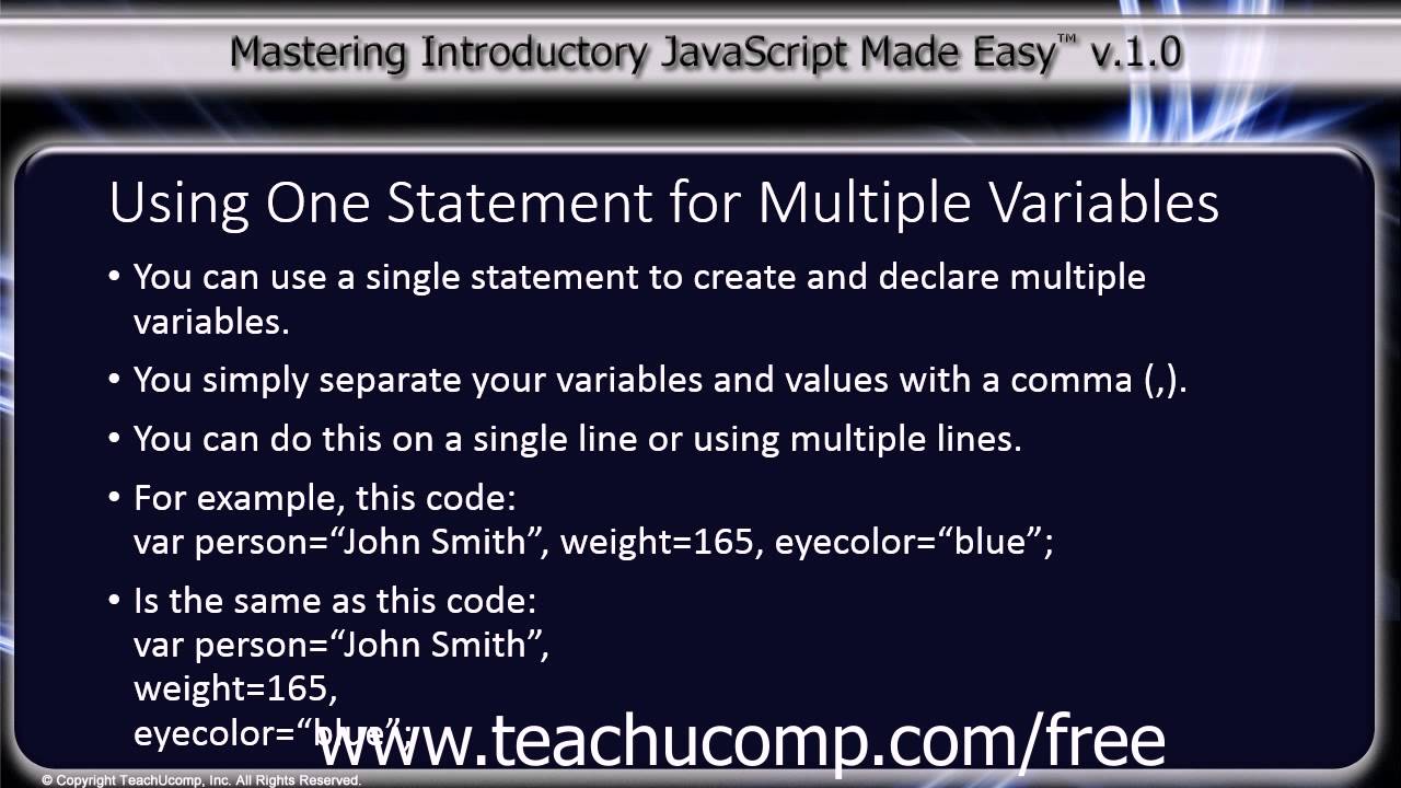 multi variable assignment javascript