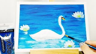 Swan on the Lake / Acrylic Painting / STEP by STEP / ASMR