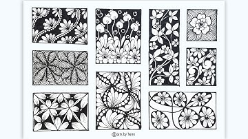 9 Zentangle Patterns For beginners | 9 Doodle Patterns | 9 easy zen-doodle patterns